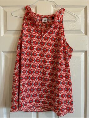 CAbi 5420 Red and Blue Printed Sleeveless V-Neck Camisole
